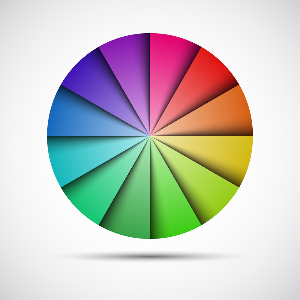Color round palette on gray background, vector illustration colors, color palette, color theory